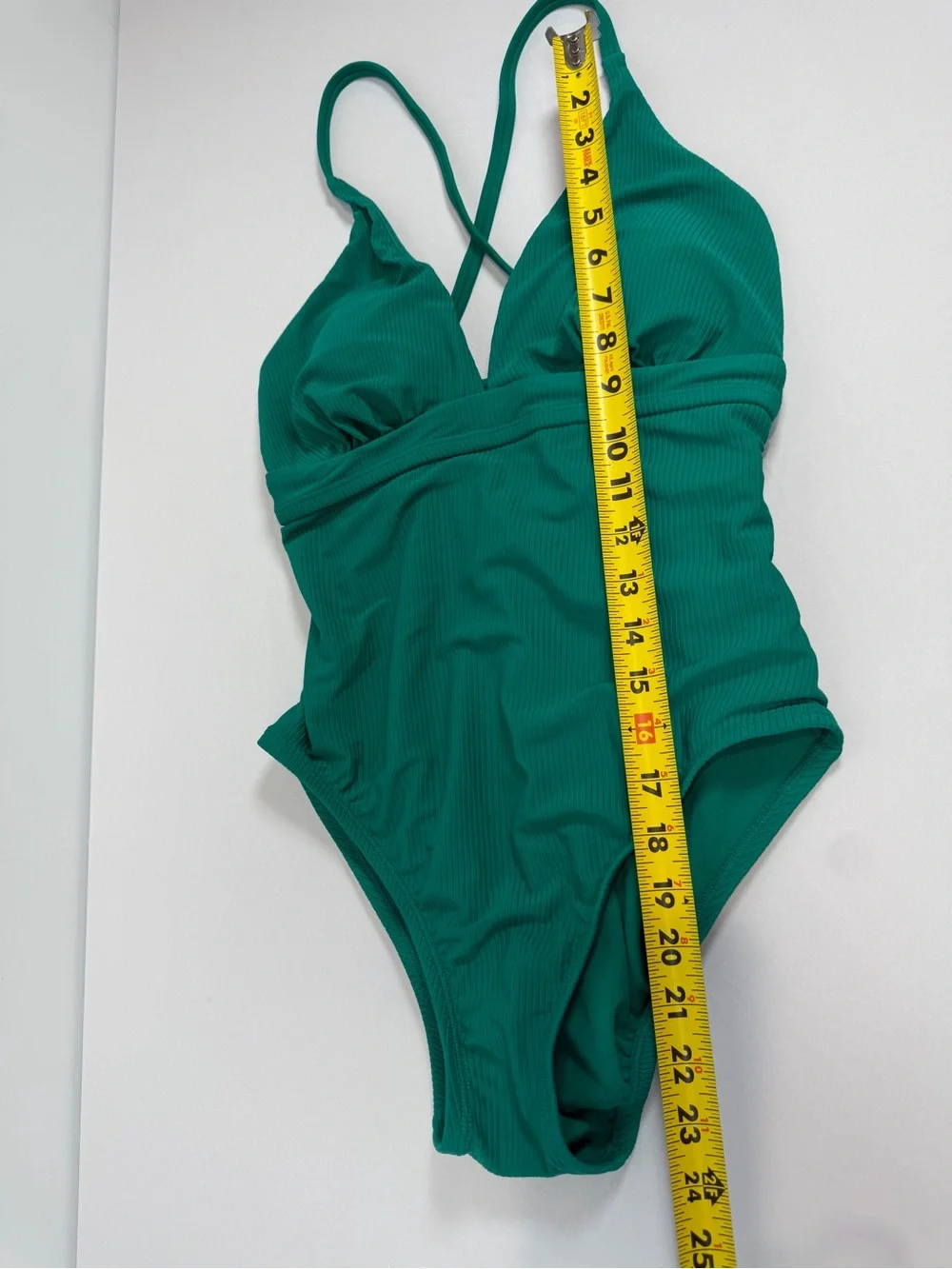 Time and‎ Tru Green Ribbed One-Piece Swimsuit Medium